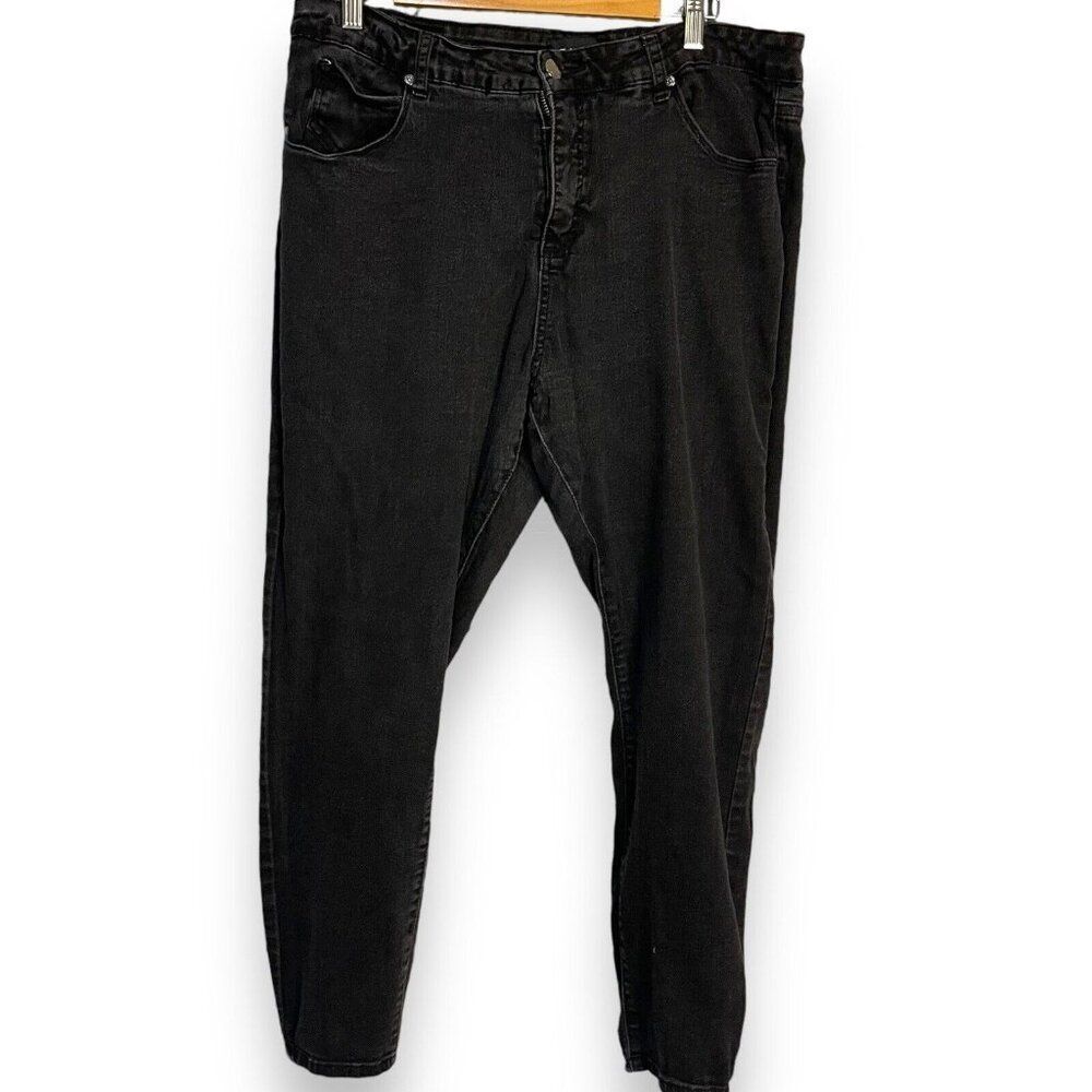 Tahari Chloe Skinny Jeans Women's 22W Black Pockets Zip Casual Academia Stretch